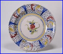 Hand-Painted Faience Tin-Glazed Pottery Charger / Signed 19th C. Continental