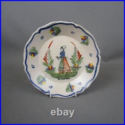 Hand Painted French Henriot Quimper Faience Plate Antique C1900