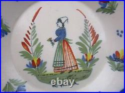 Hand Painted French Henriot Quimper Faience Plate Antique C1900