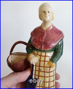 Henri Delcourt FRANCE Antique Faience Art Pottery PEASANT MAN & WOMAN FIGURINES