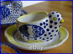 Henriot QUIMPER French faience four eggs cups chicks