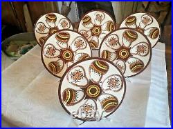 Interesting Lot Of 6 French Faience Oyster Plate Henriot Quimper Collection