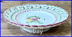 K&G Luneville French Faience Reticulated Porcelain Oval Basket & Plate Antique