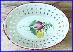 K&G Luneville French Faience Reticulated Porcelain Oval Basket & Plate Antique