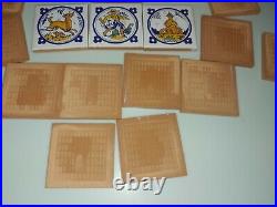 LOT 16 Vintage French Country Tile NEW OS White Blue Ochre 2.75 Hand painted