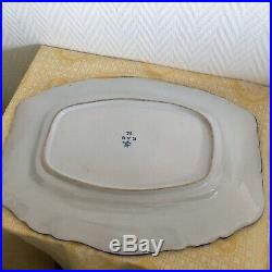 Large Antique 1800s Platter Tray KG Lunéville Hand French Faience Plate Ceramic