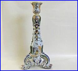 Large Antique French Faience Rouen Candle Holder, c. 1800's, ff298