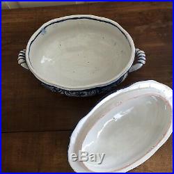 Large Antique French Faience Sceaux Soup Tureen