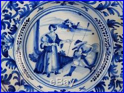 Large Antique French Nevers Faience Pottery Charger European Figures C 1770