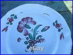 Large Antique Porcelain Plate 18th Century Strasbourg French Faience Luneville