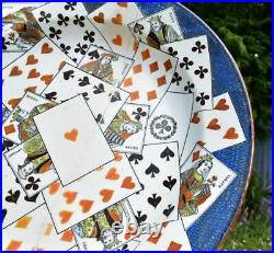 Large CREIL et MONTEREAU French Faience Pottery Charger Playing Cards Decoration