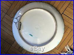 Large French Theodore Deck Faience Turquoise Ground Porcelain Charger Plate