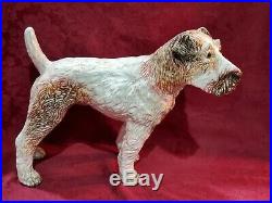 Large LIFE SIZE DOG Antique FRENCH FAIENCE DOG Statue Glass Eyes Rowen Rouen