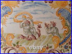 Large Plate Antique Faience Samson Moustiers 19 Century Decor Mythological 1