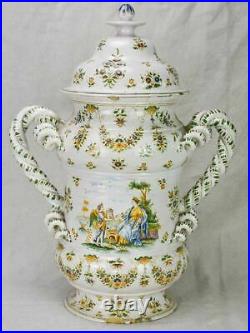 Large antique French apothecary jar Faience de Moustiers 21¼