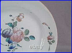 Late 18th Century Strasbourg French Faience Hand Painted Floral 9 1/8 Inch Plate