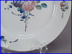 Late 18th Century Strasbourg French Faience Hand Painted Floral 9 1/8 Inch Plate