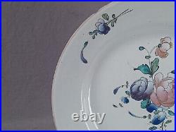 Late 18th Century Strasbourg French Faience Hand Painted Floral 9 1/8 Inch Plate