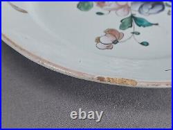 Late 18th Century Strasbourg French Faience Hand Painted Floral 9 1/8 Inch Plate