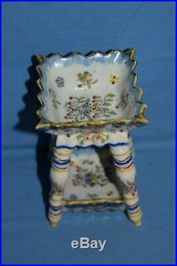 Late 19th Century French Fourmaintraux Faience Miniature Two Tier Plant Stand