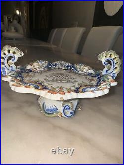 Le Havre Antique French Faience Pottery Jardiniere Lot Of 2 Plates Bowls