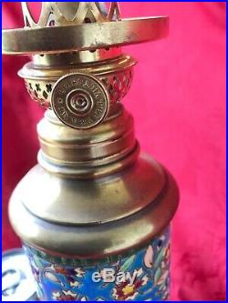 Longwy French Faience Pottery Oil Lamp Art Nouveau Rare