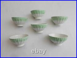 Lot 6 Bol Ancien Faience Vintage Decor Damier Vichy French Antique Old Bowl