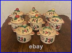 Lot 8 Vintage French Faience Pottery Pot de Creme Covered Chocolate Cups 3.25