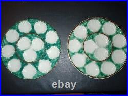 Lot of 2 Oyster serving platters french Longchamp Faience (France) Majolica