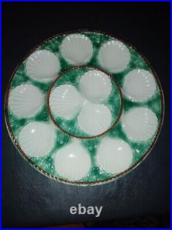 Lot of 2 Oyster serving platters french Longchamp Faience (France) Majolica