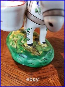 Lovely Antique Figurine Donkey Double Salt Faience Desvres Quimper Style