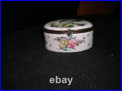 Lovely Antique Late 18th C. French Faience Aprey Porcelain Trinket Box 5x3x3