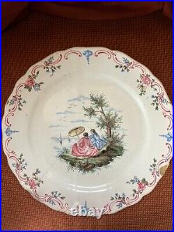 MATCHING PAIR of CHARMING ANTIQUE eighteenth century FAIENCE plates
