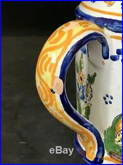 MONTAGNON Lantern & Candleholder Antique French Faience Nevers Art Pottery c1890