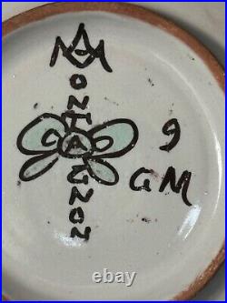 MONTAGNON WEE ROUND PLATE- Nevers French Faience ART POTTERY Signed c1895 #5