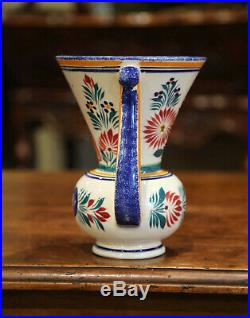 Mid-20th Century French Hand Painted Faience Vase Signed HB Quimper