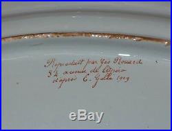 Mint Antique French Gallé Nancy Faience Earthenware Dish C. 1909 /3