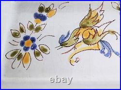 Moustiers De Antique Plate French Faience Fait Main Bird Flowers Pottery Plates