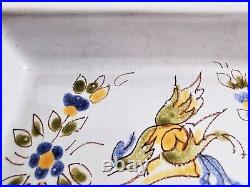 Moustiers De Antique Plate French Faience Fait Main Bird Flowers Pottery Plates