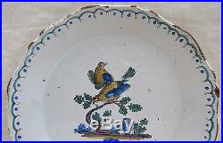 Nevers French Hand Painted Faience Couple Dove Decorative Plate Late 18th C