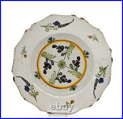 Nevers Rouen Assiette faïence 18ème decor floral french antique plate