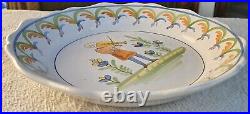 Nevers Style French Hand Painted Faience, Decorative 9 Deep Plate, Antique