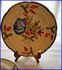 Old Antique French Floral Faience Plates Set of 4 Estate