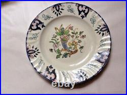 Old Floral French Longwy Faience Cornucopia Plate