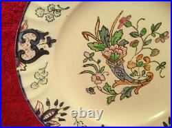 Old Floral French Longwy Faience Cornucopia Plate