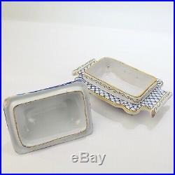Old or Antique Desvres French Faience Pottery Covered Sardine Box majolica PT