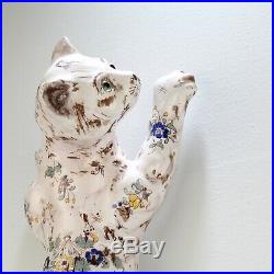 Old or Antique French Faience Pottery Cat Wall Pocket or Vase PT