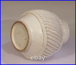 Old or Antique Italian Spanish White Ware Faience Pottery Old Rope Twist Vase