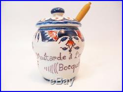 Original Antique French Faience Digoin Moutarde Bocquet Yvetot Mustard Jar