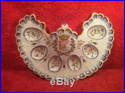 Oyster Plate Antique French Faience Oyster Serving Platter with Handle, ff703